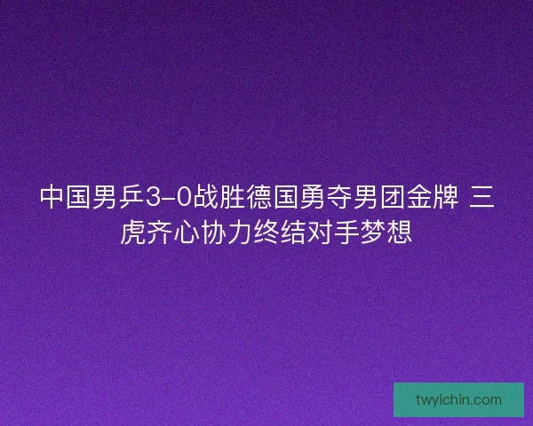 中国男乒3-0战胜德国勇夺男团金牌 三虎齐心协力终结对手梦想